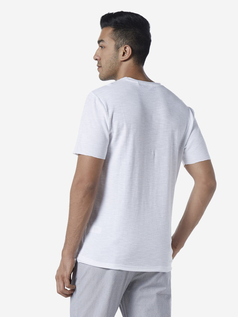 ETA White Slim Fit Textured Crewneck T-Shirt