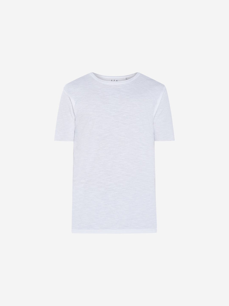 ETA White Slim Fit Textured Crewneck T-Shirt