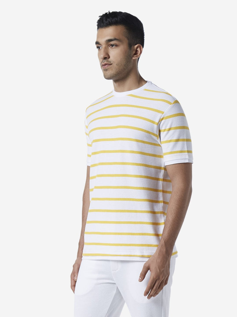 ETA White Slim Fit Striped T-Shirt