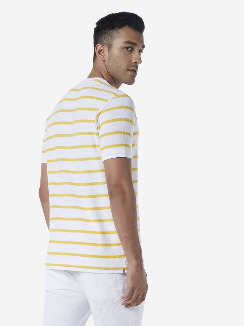 ETA White Slim Fit Striped T-Shirt