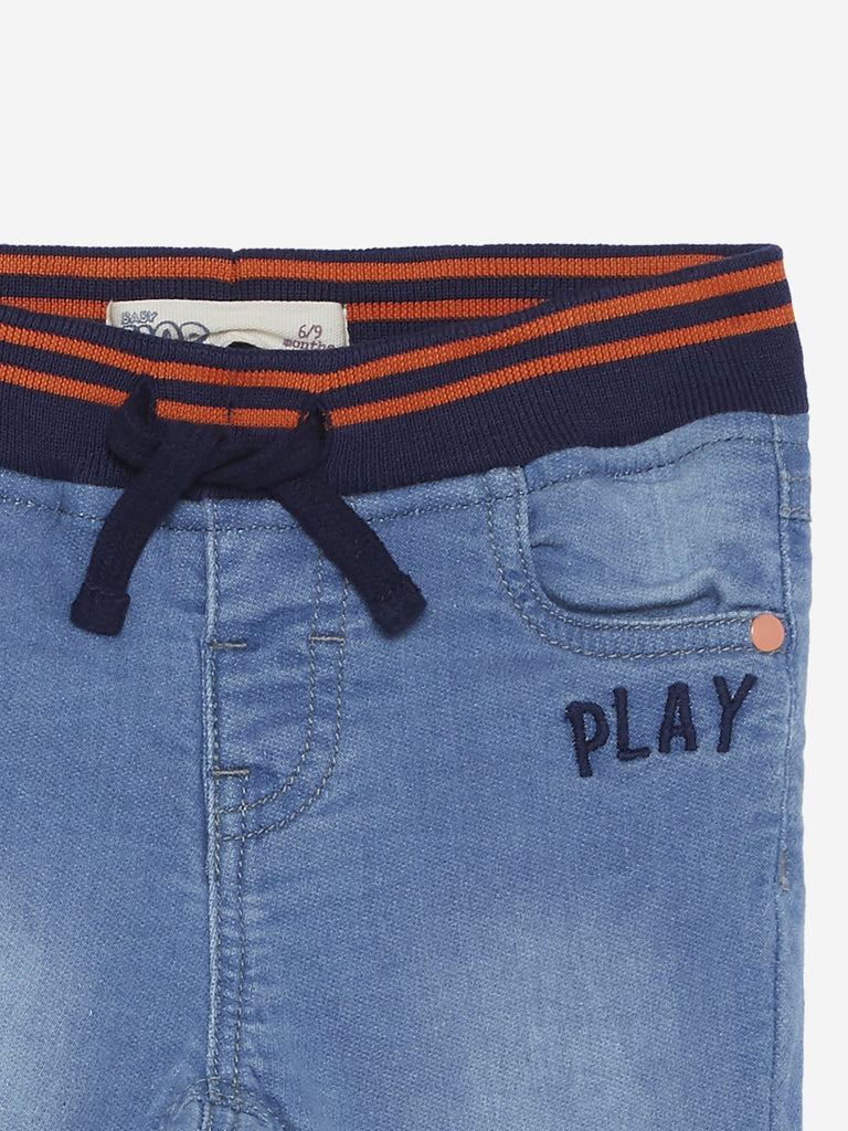 Baby HOP Light-Blue Text Printed Jeans