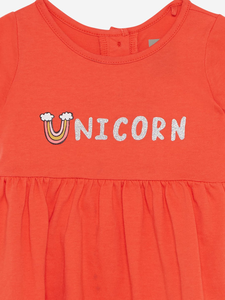 Baby HOP Orange Printed Dress Set Of Two