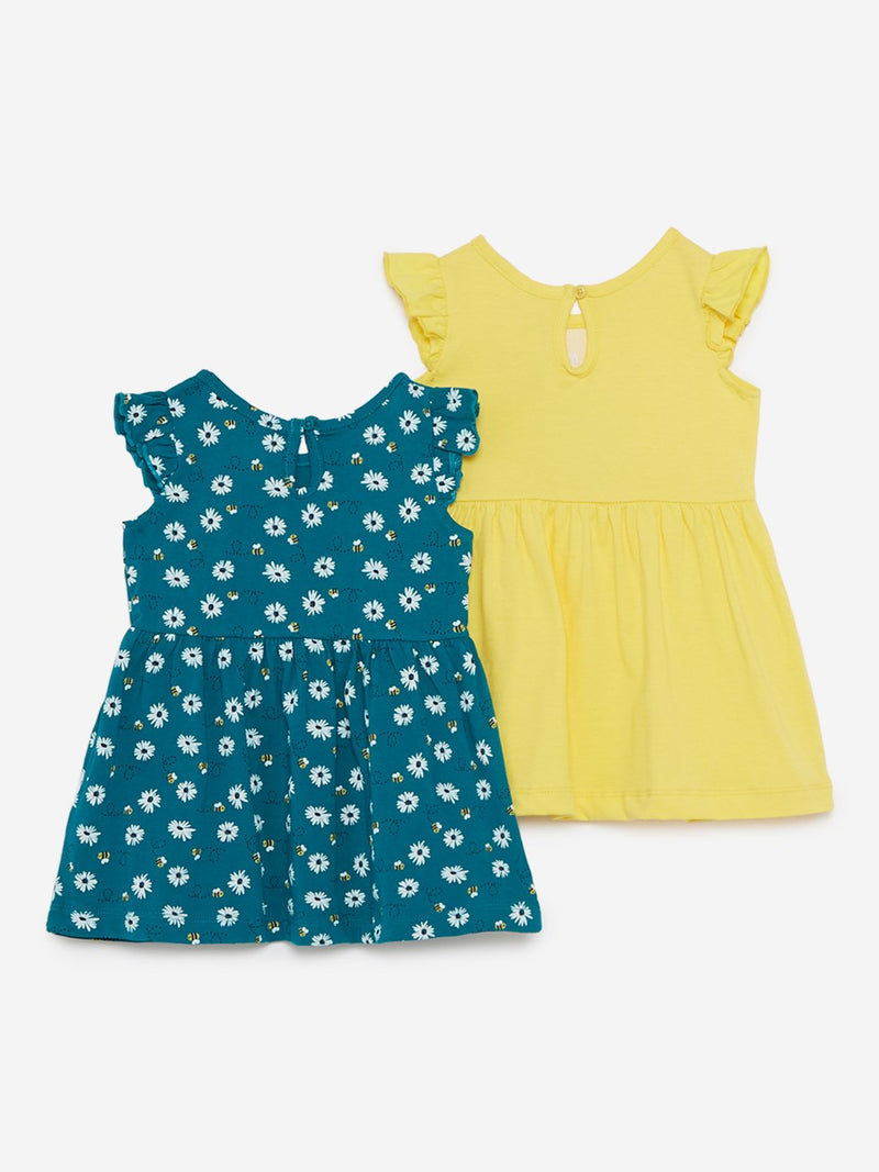 Baby HOP Green Honeybee Print Dress Set Of Two