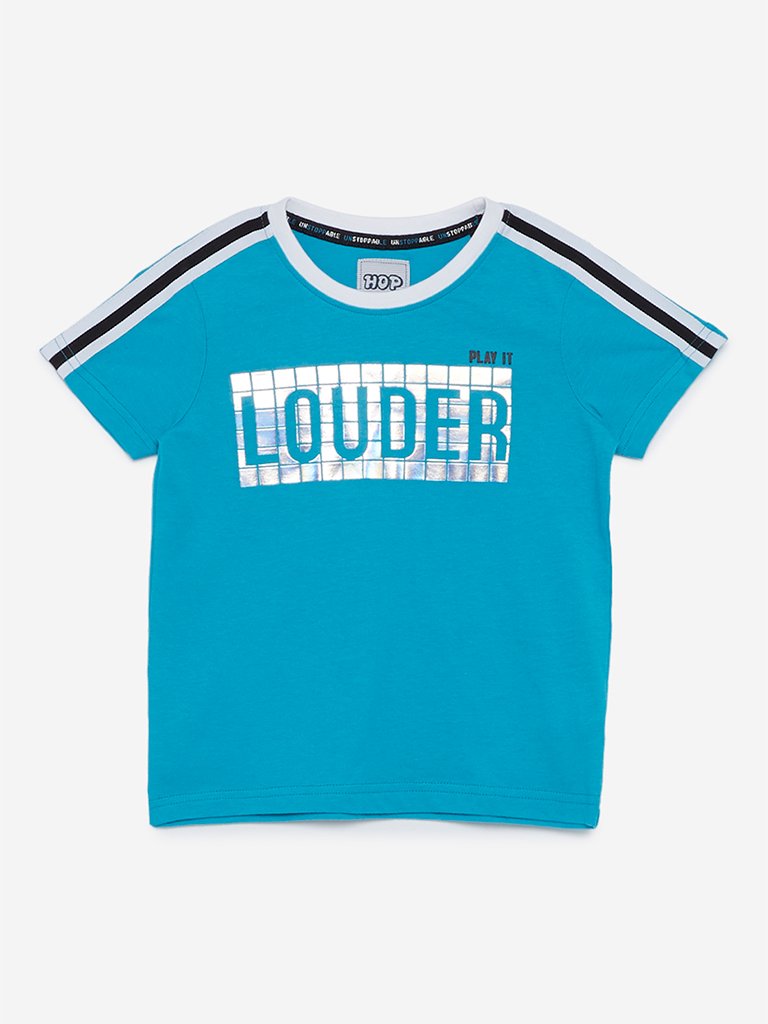 HOP Kids Turquoise Holographic Pattern T-Shirt