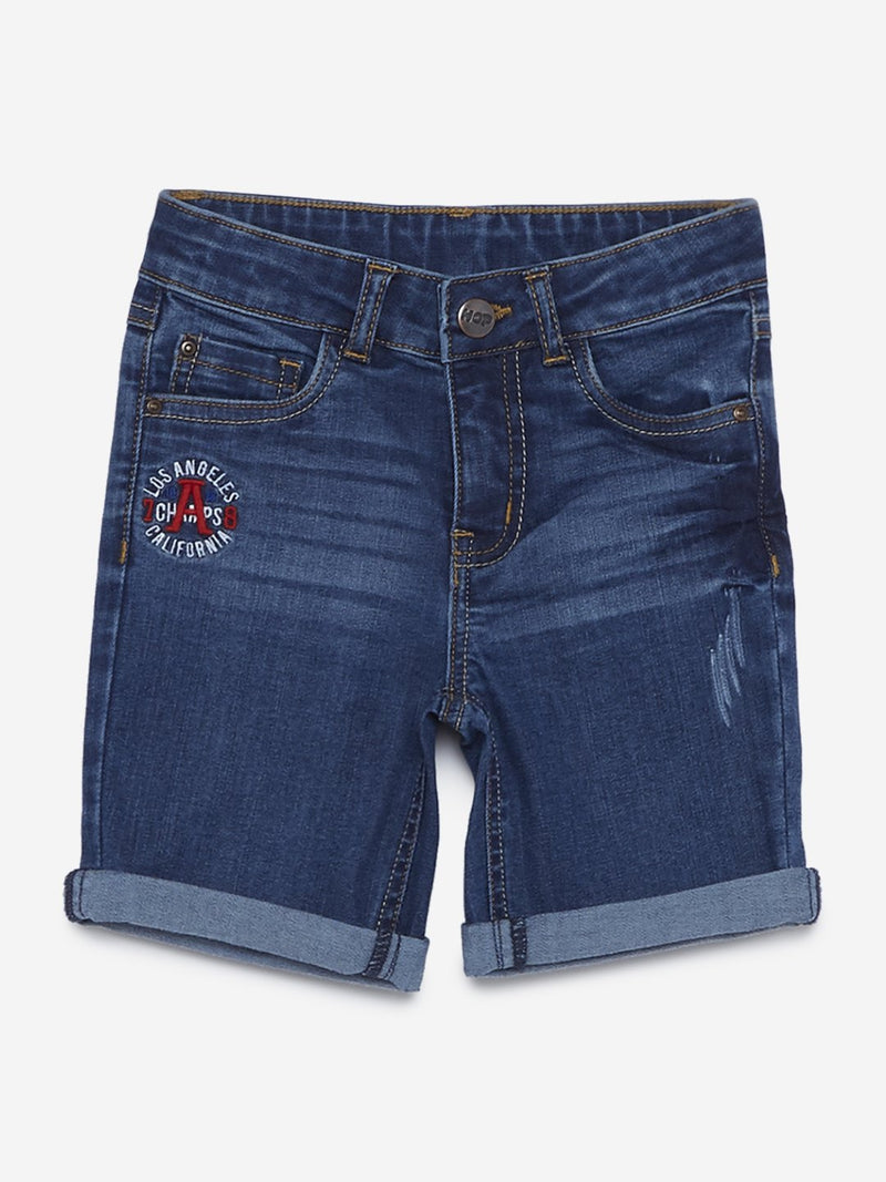 HOP Kids Blue Emblem Pattern Shorts