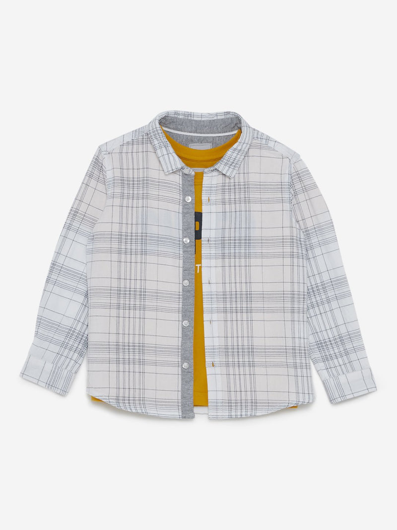 HOP Kids White T-Shirt And Shirt Set