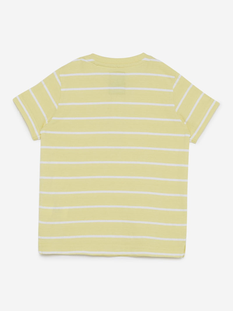 HOP Kids Yellow Striped Pure-Cotton T-Shirt