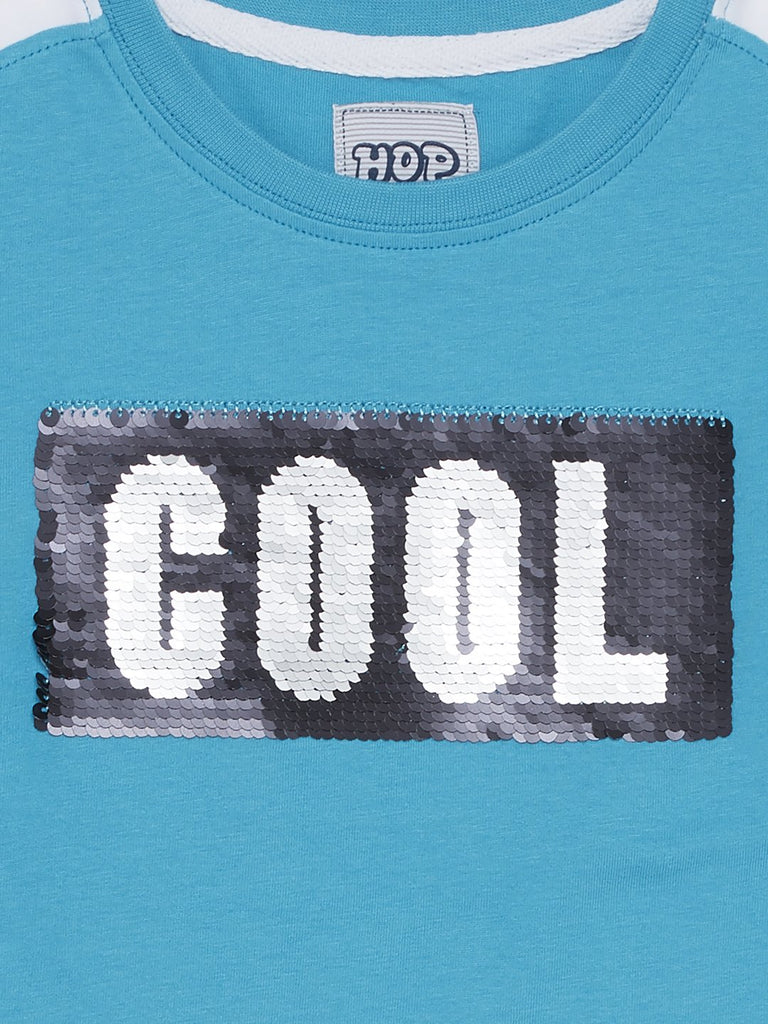 HOP Kids Turquoise Reversible Sequin T-Shirt