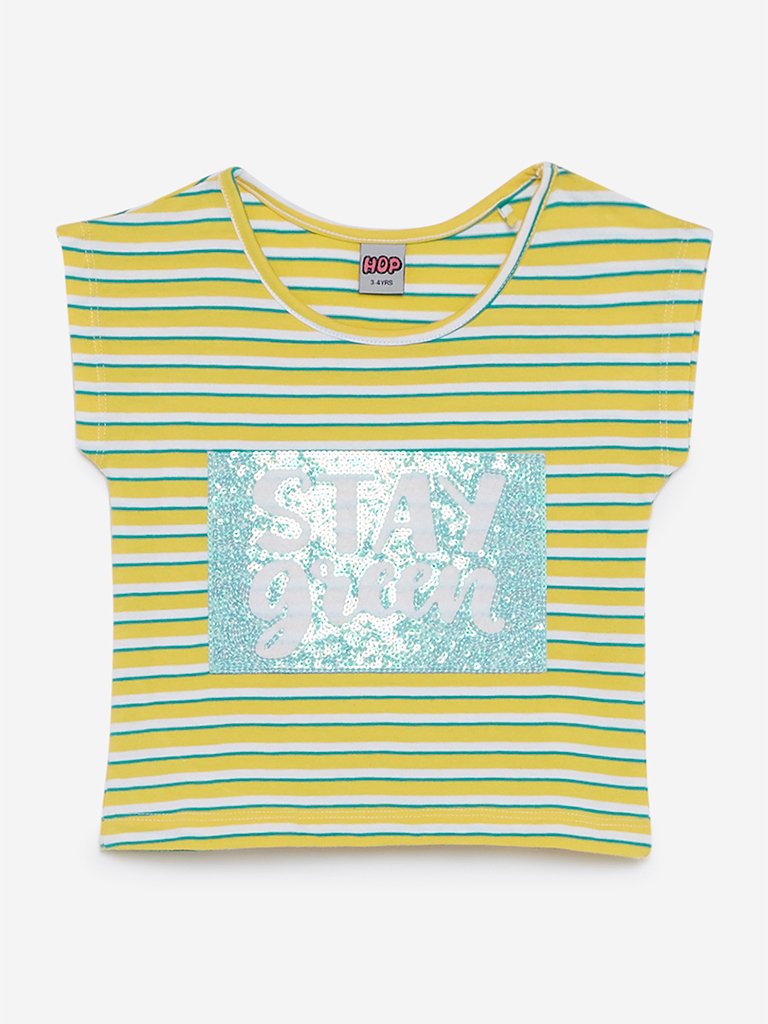 HOP Kids Green Sequinned T-Shirt