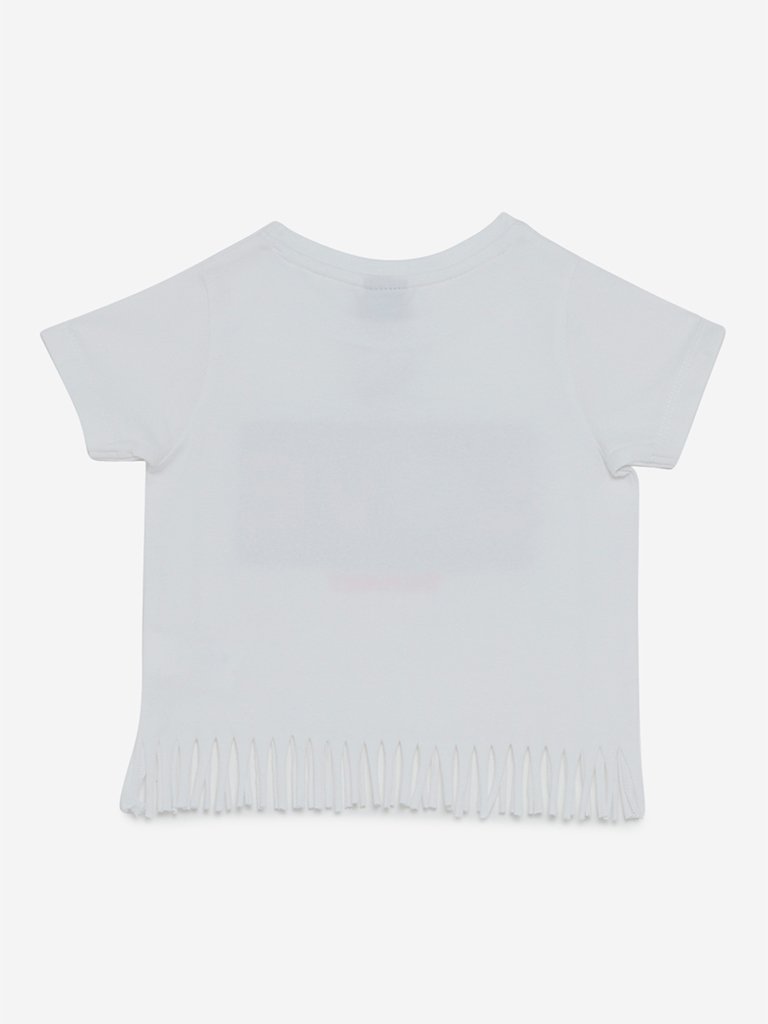 HOP Kids White Sequinned Frida T-Shirt