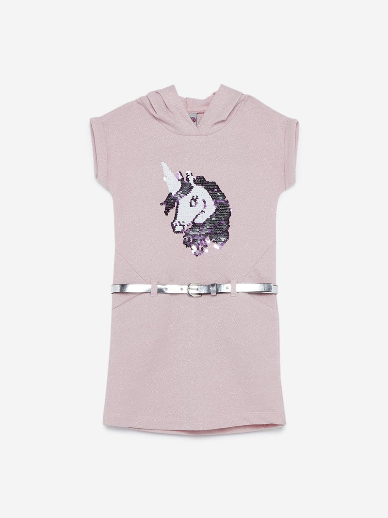 HOP Kids Light Pink Karen Dress With Belt