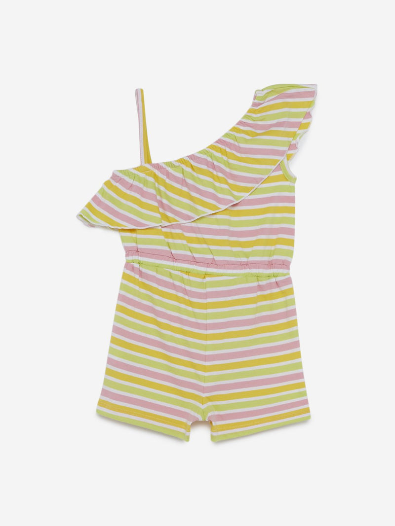 HOP Kids Multicolour Striped Sangria Jumpsuit