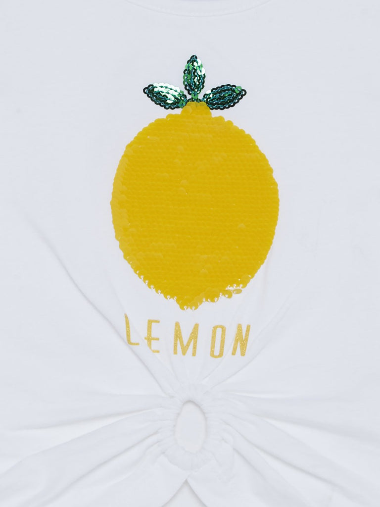 HOP Kids White Reversible Sequin Lemon T-Shirt