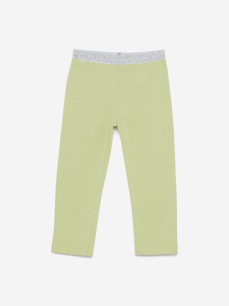 HOP Kids Lime Green Striped Leggings