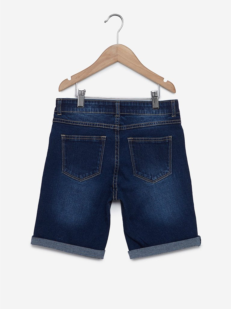 Y&F Kids Indigo Distressed Shorts