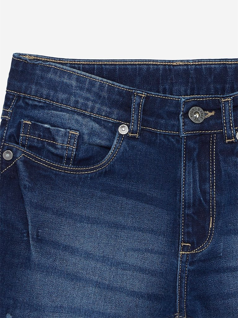 Y&F Kids Indigo Distressed Shorts