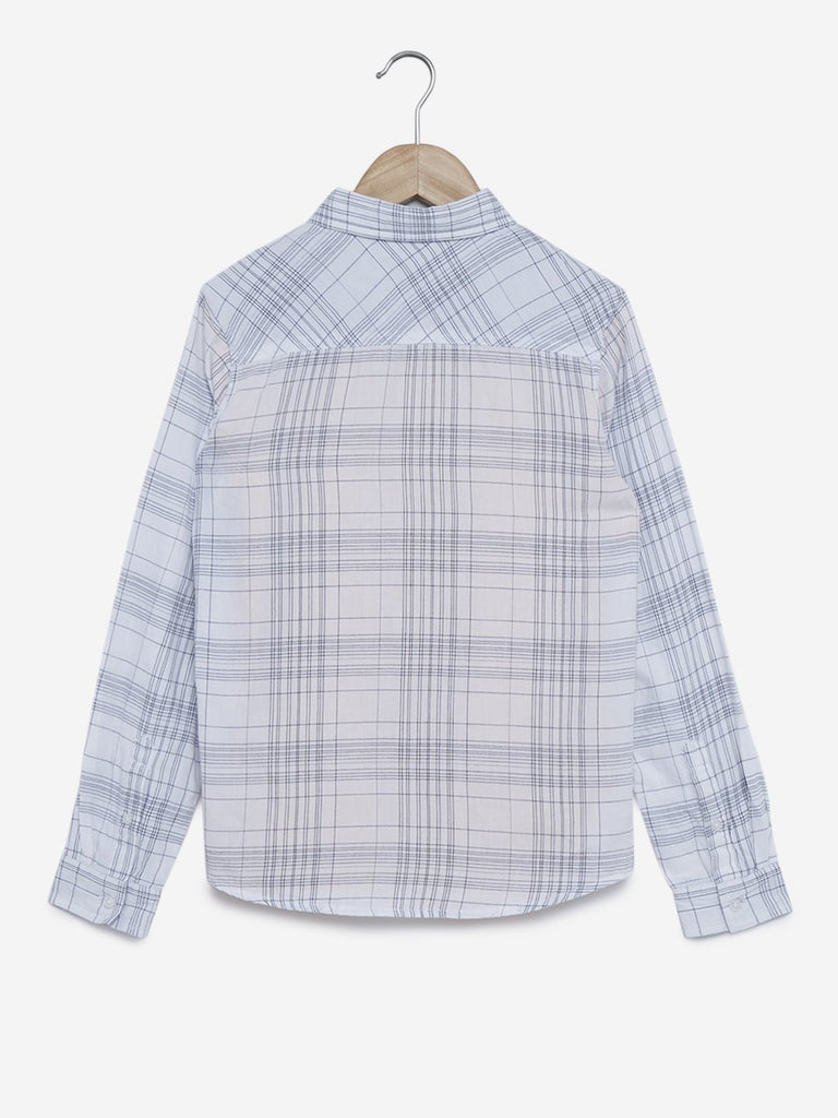 Y&F Kids White Checkered Shirt And T-Shirt Set