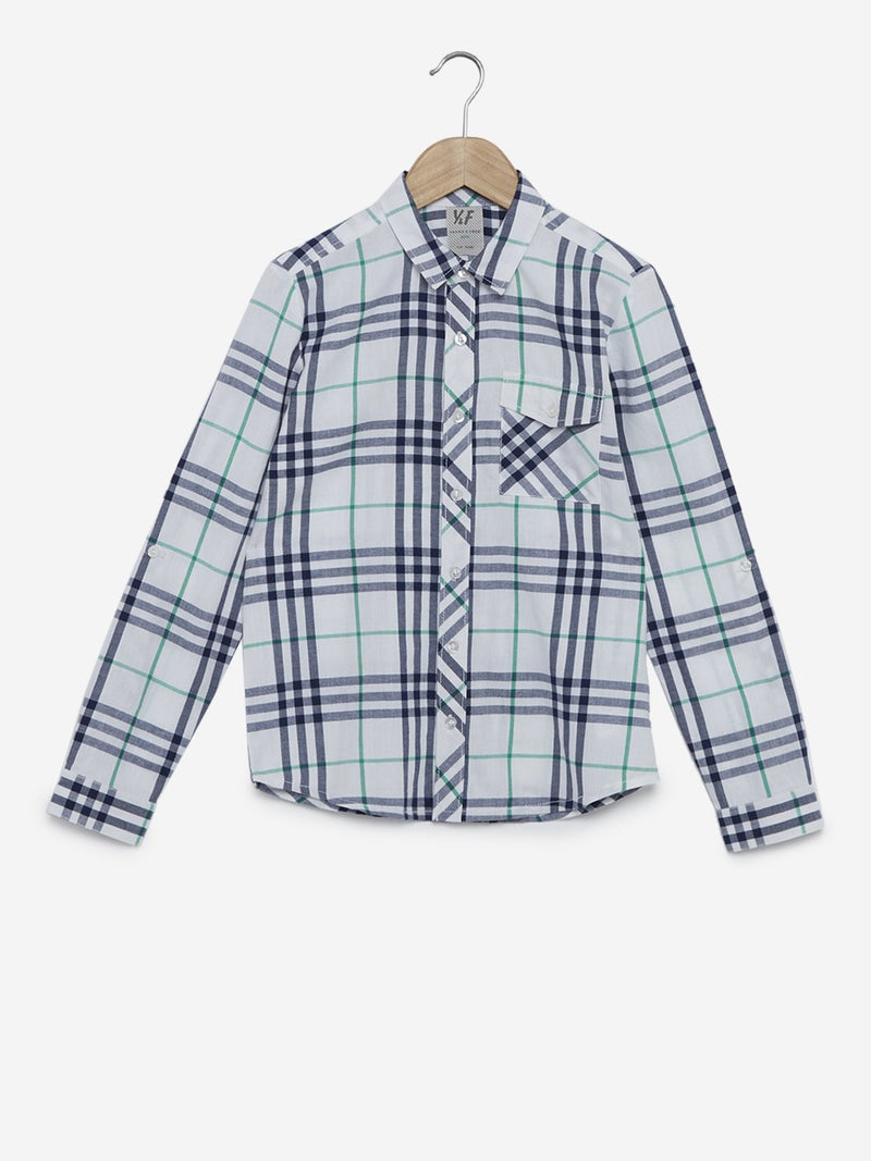 Y&F Kids White Checkered Shirt