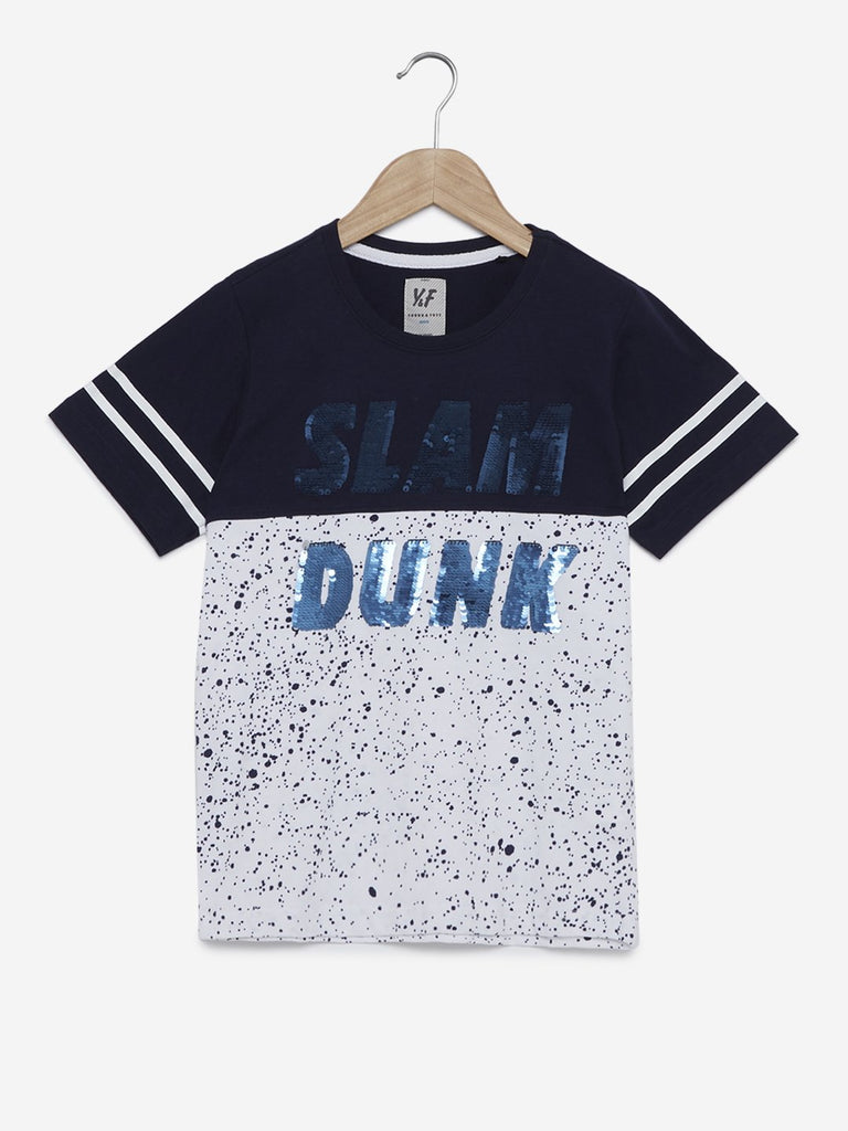 Y&F Kids Navy Reversible Sequin T-Shirt