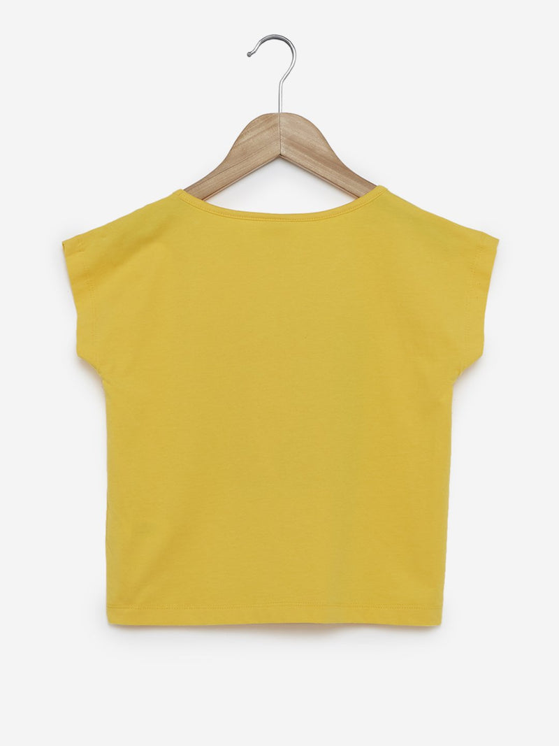 Y&F Kids Yellow Graphic Print T-Shirt