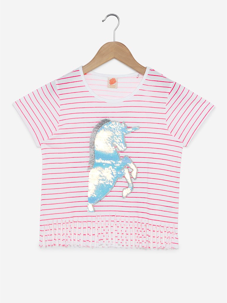 Y&F Kids White Sequinned Frida Top