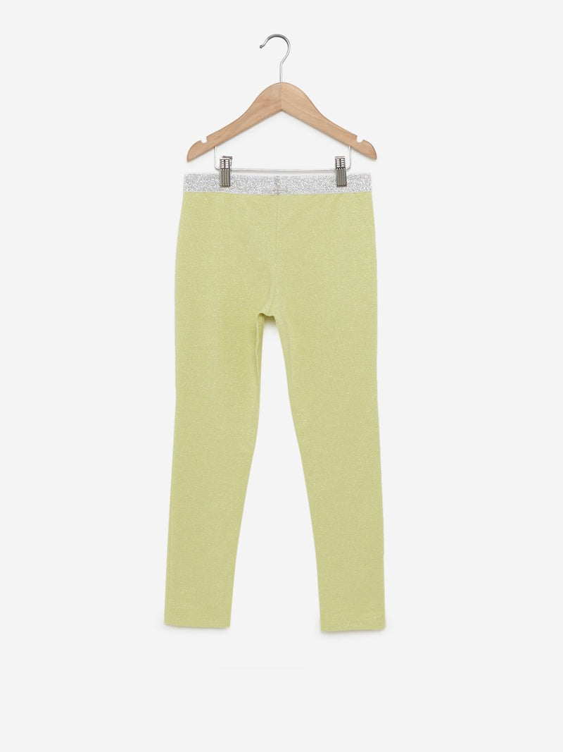 Y&F Kids Lime Green Striped Leggings