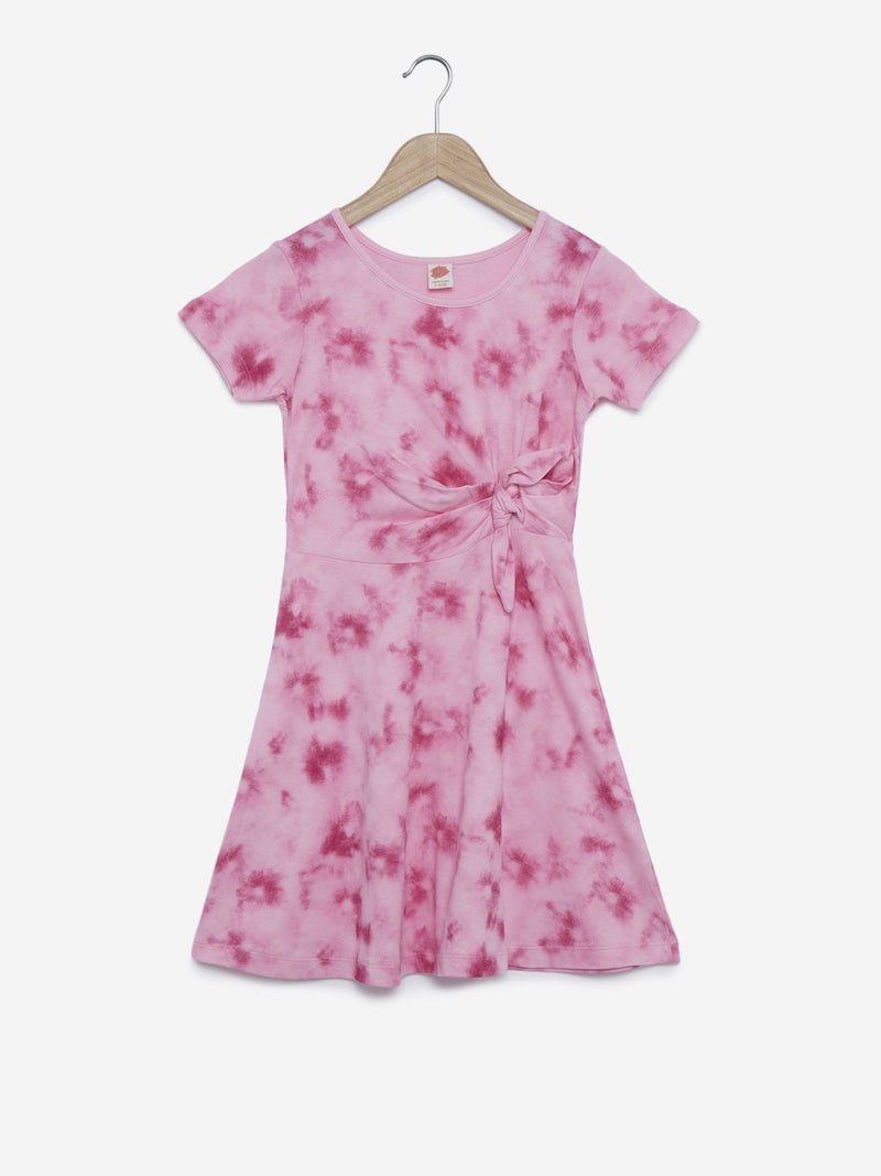 Y&F Kids Pink Tie-Dye Print Dress