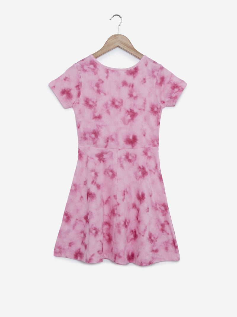 Y&F Kids Pink Tie-Dye Print Dress