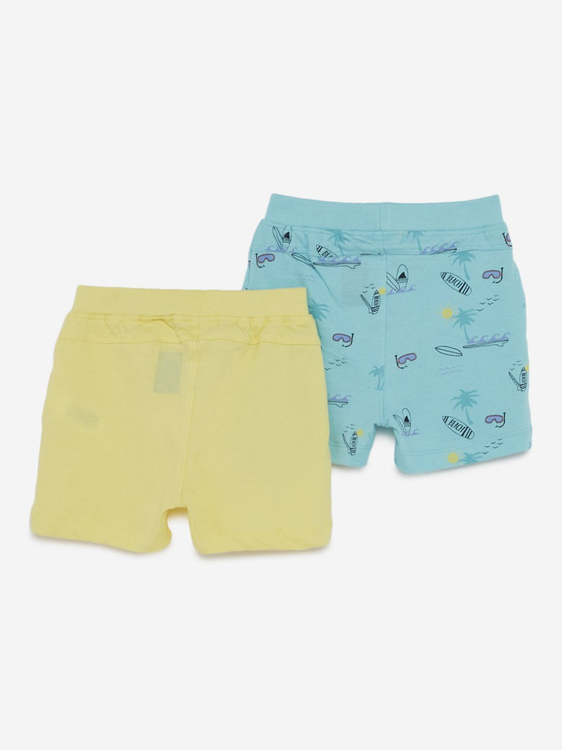 Baby HOP Yellow Surf Print Shorts Set Of Two