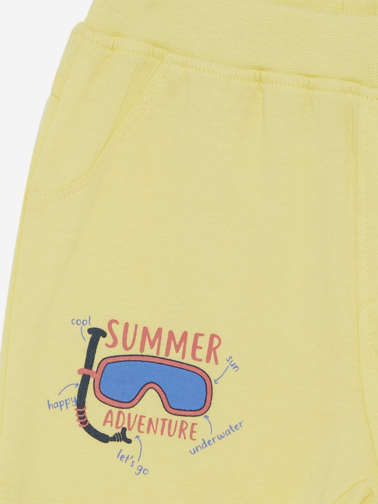 Baby HOP Yellow Surf Print Shorts Set Of Two