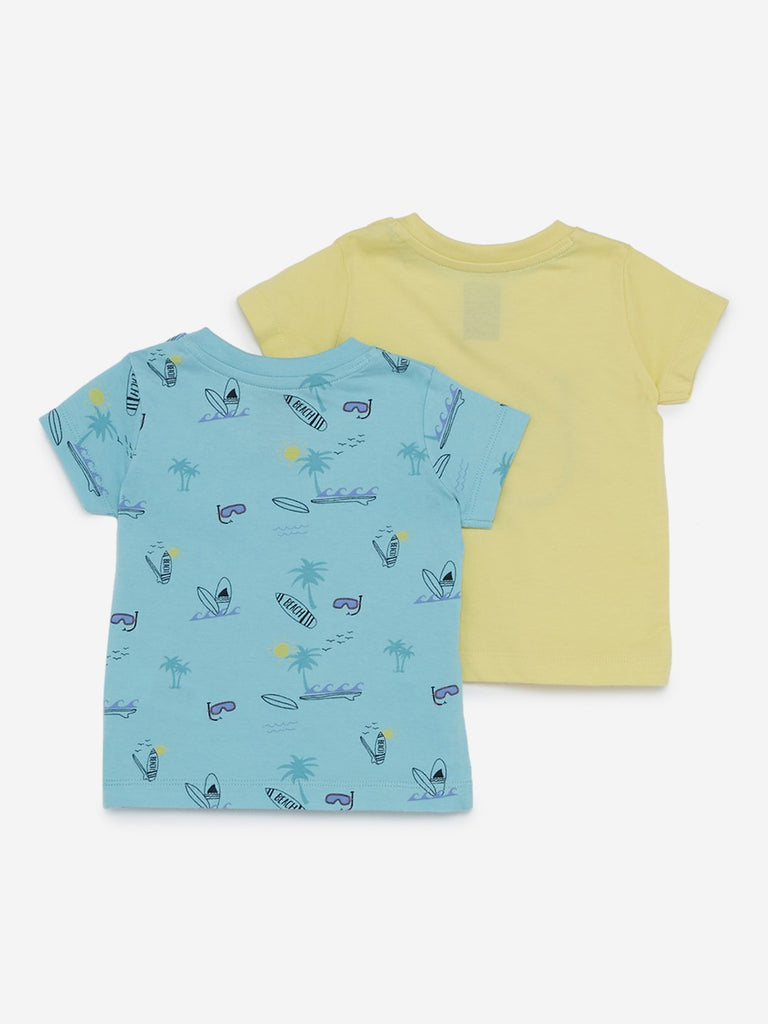 Baby HOP Yellow Surf Theme T-Shirts Set Of Two