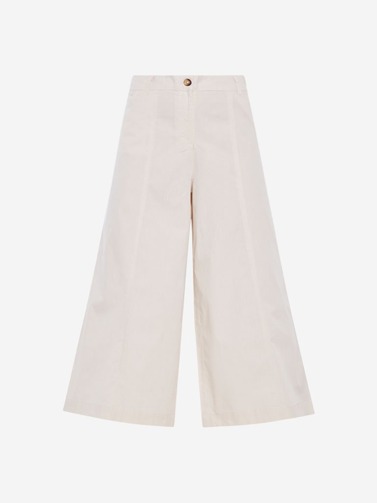 Bombay Paisley Off White Cotton Palazzos