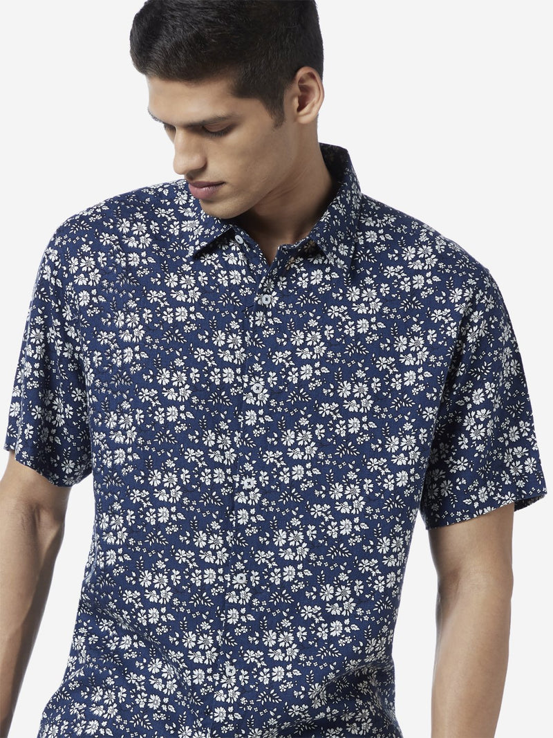 Ascot Indigo Relaxed Fit Floral Shirt