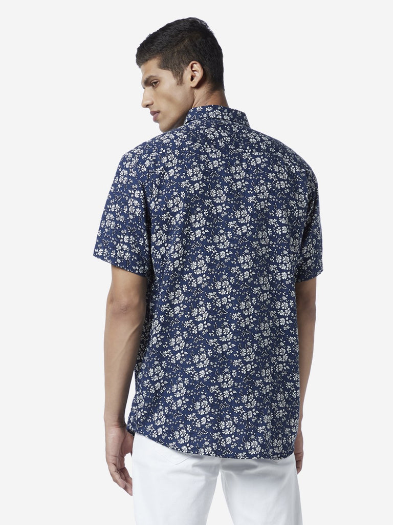 Ascot Indigo Relaxed Fit Floral Shirt