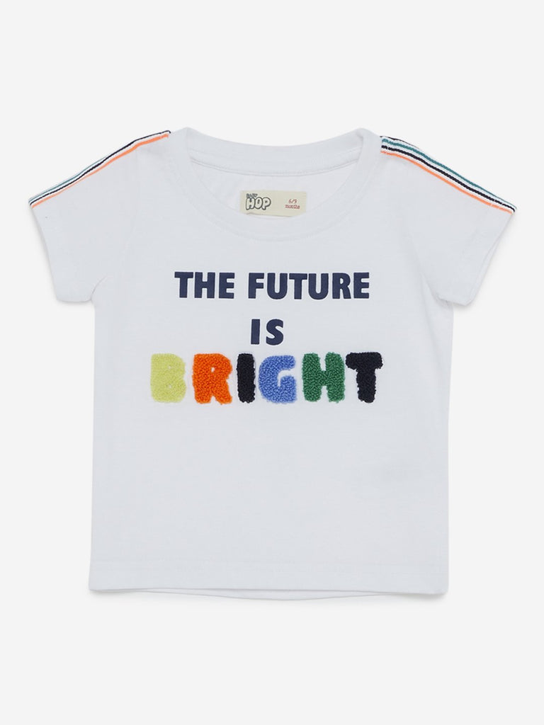 Baby HOP White Text Print T-Shirt