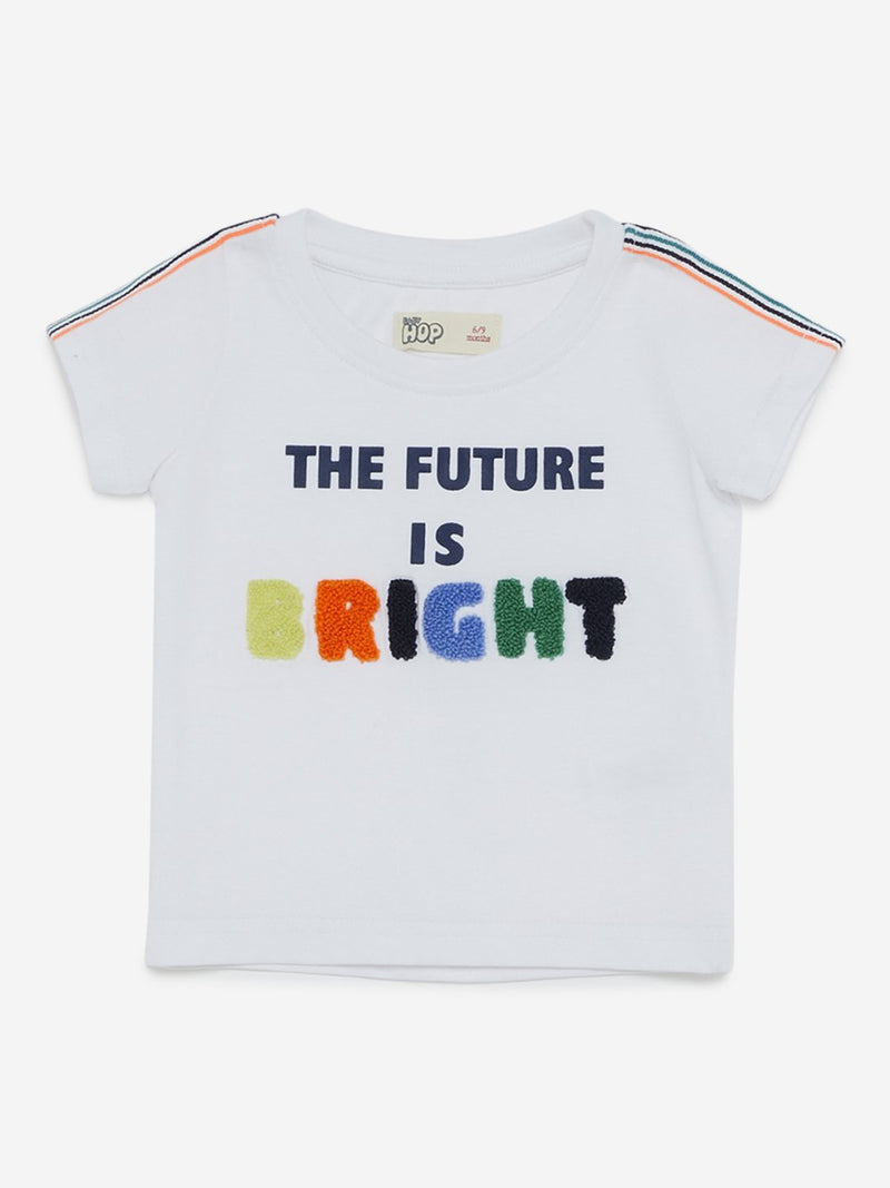 Baby HOP White Text Print T-Shirt