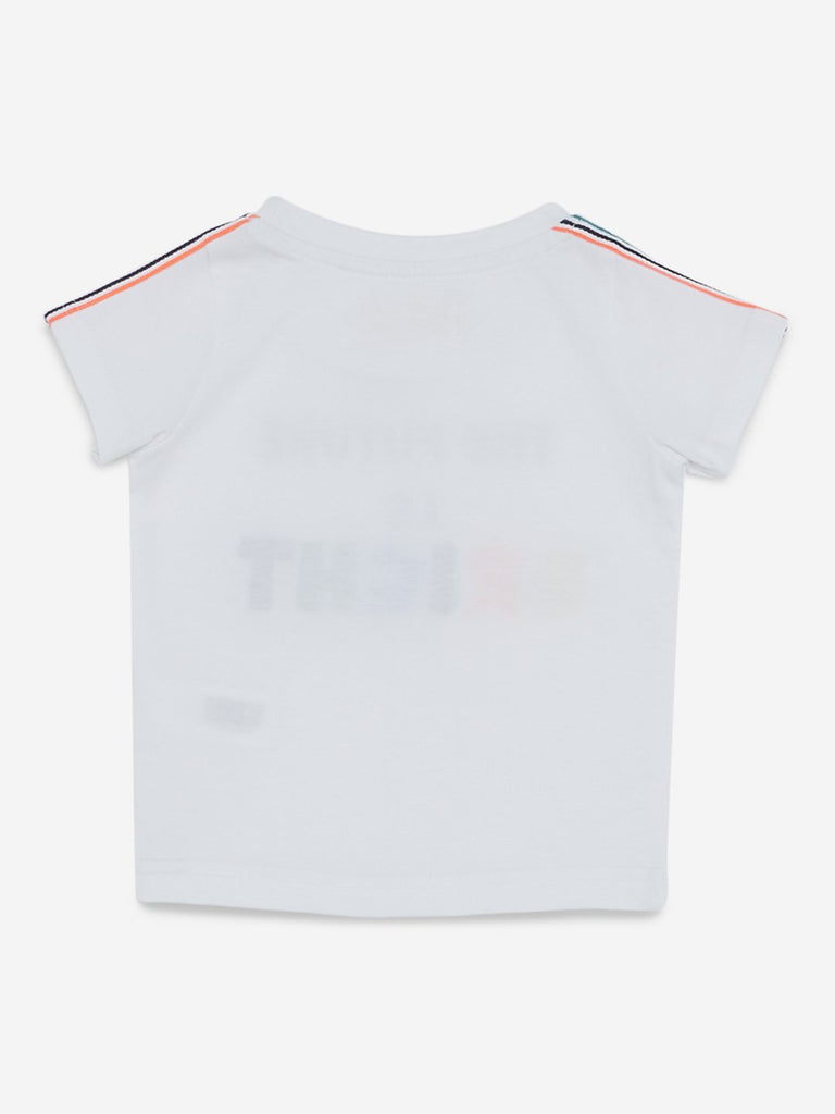 Baby HOP White Text Print T-Shirt