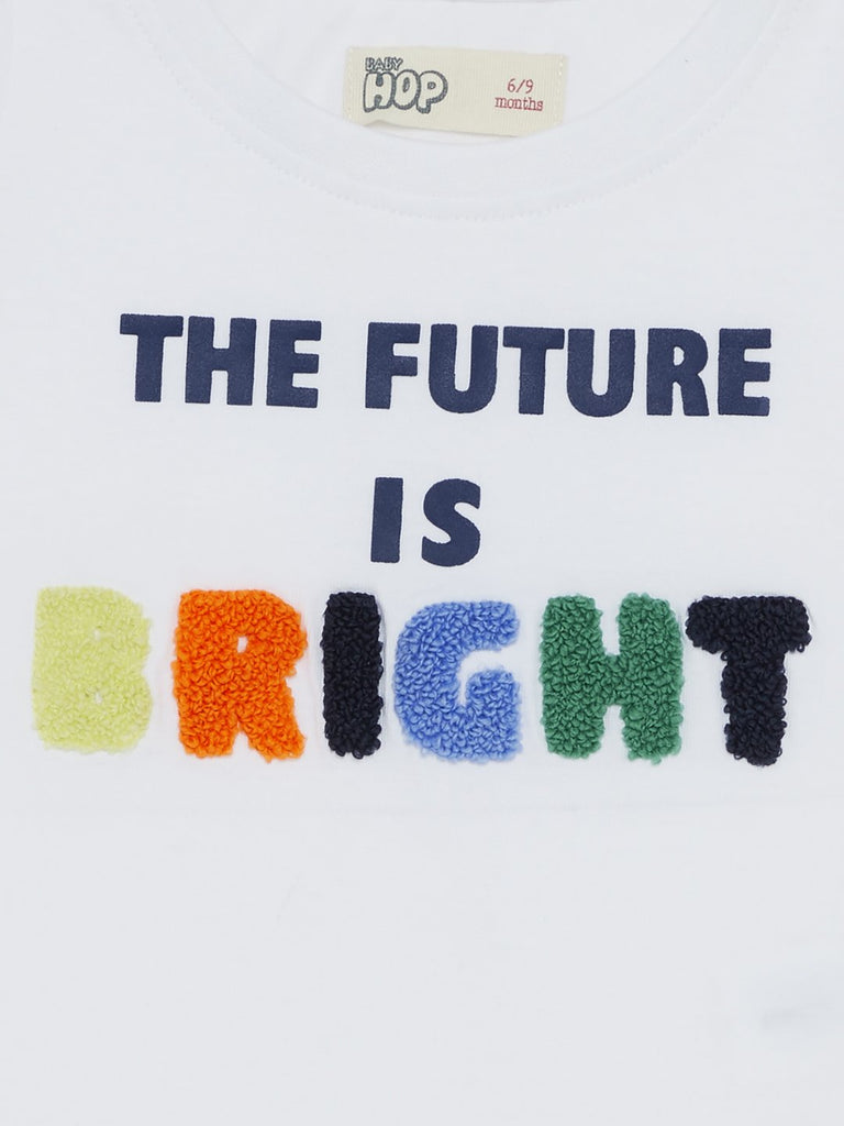 Baby HOP White Text Print T-Shirt