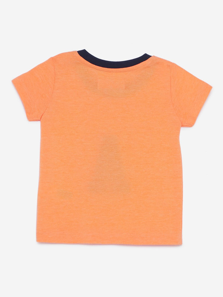 Baby HOP Neon Orange Text Print T-Shirt