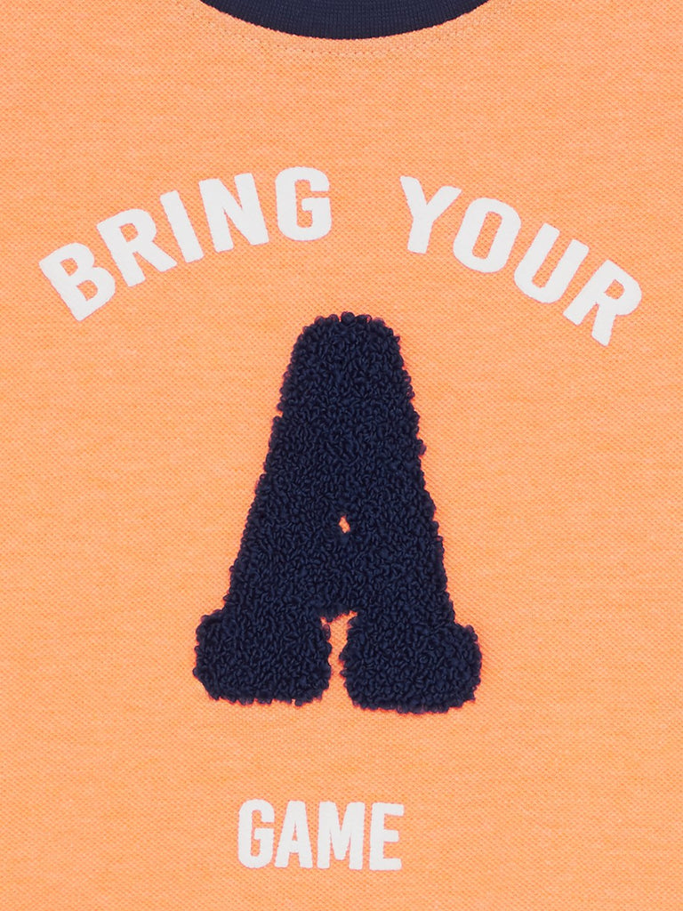 Baby HOP Neon Orange Text Print T-Shirt