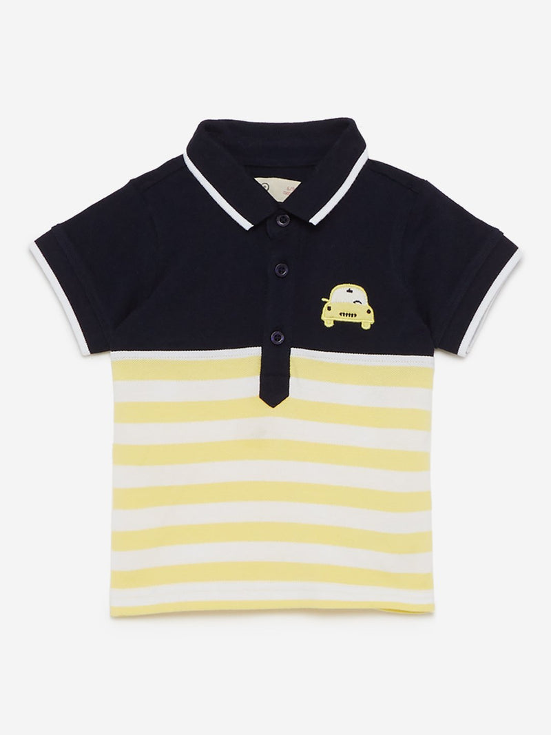 Baby HOP Navy Colour-Blocked Polo T-Shirt