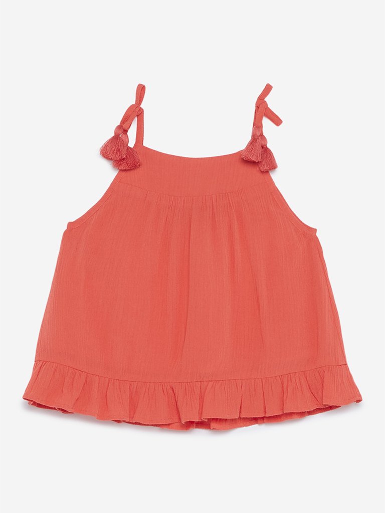 HOP Kids Orange Tassel-Strapped Top