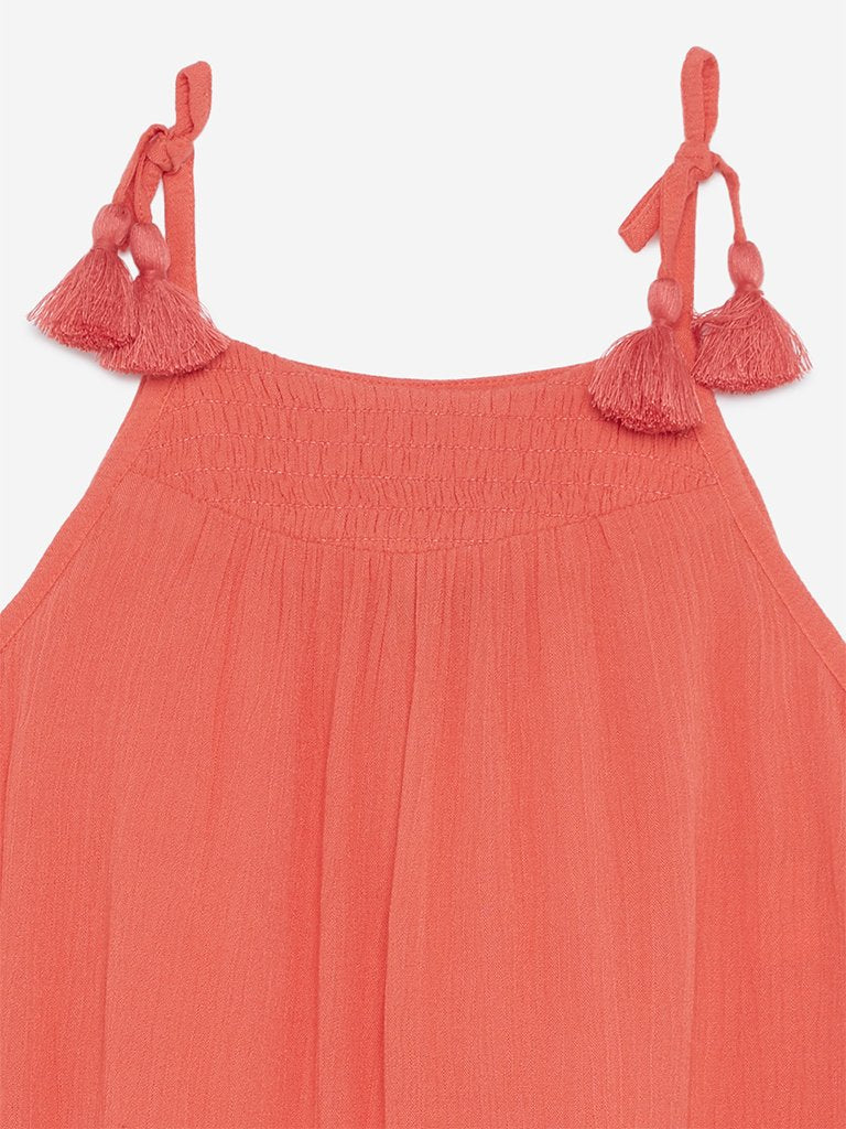 HOP Kids Orange Tassel-Strapped Top