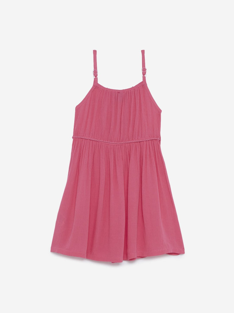 HOP Kids Fuchsia Tasseled Dress With Belt