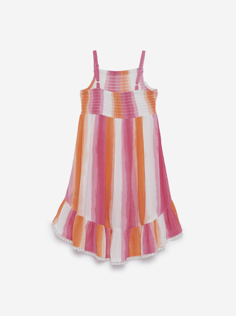 HOP Kids Multicolour Striped Tiered Dress