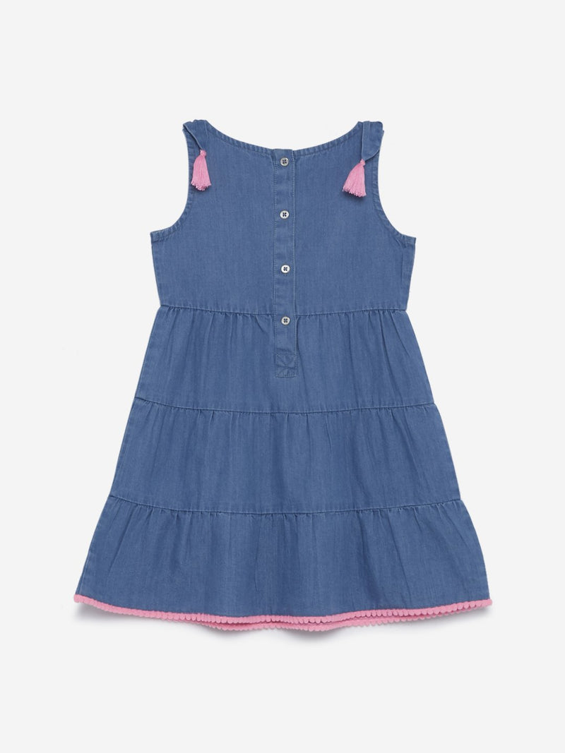 HOP Kids Blue Tiered Denim Dress
