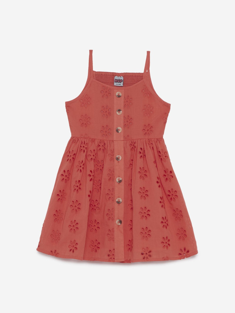 HOP Kids Orange Floral Cutout Pattern Dress