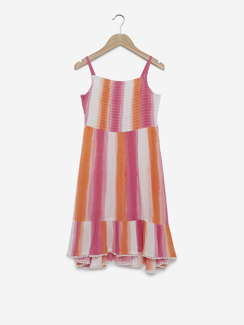 Y&F Kids Multicolour Striped Tiered Dress