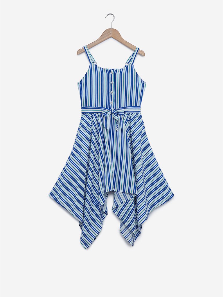 Y&F Kids Blue Striped Zia Dress