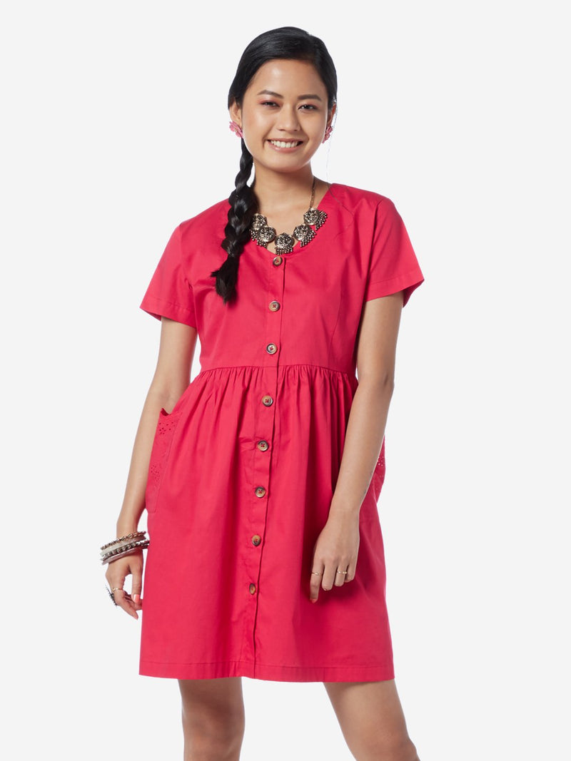 Bombay Paisley Dark Pink Pure-Cotton Dress
